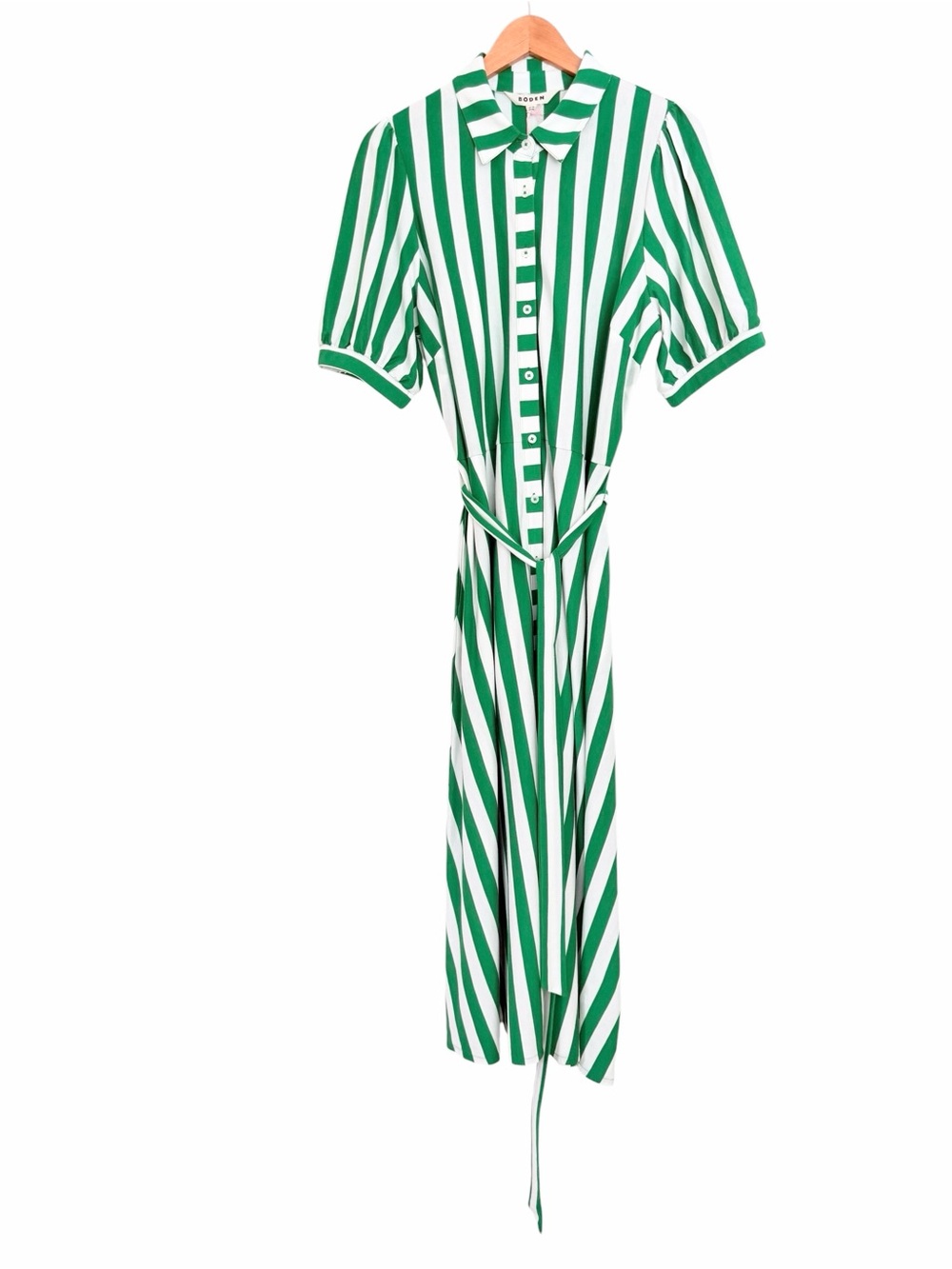 NWT Boden LIBBY Green & White Striped Midi Shirt Dress Sz 10R - Picture 9 of 16